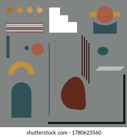 abstract geometric shapes, colored spots and lines, set 2