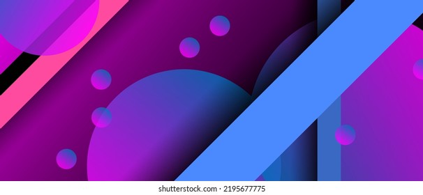 Abstract geometric shapes composition background. Modern wallpaper illustration circles and rectangles. Bright colorful banner for business or web page. Vector EPS 10