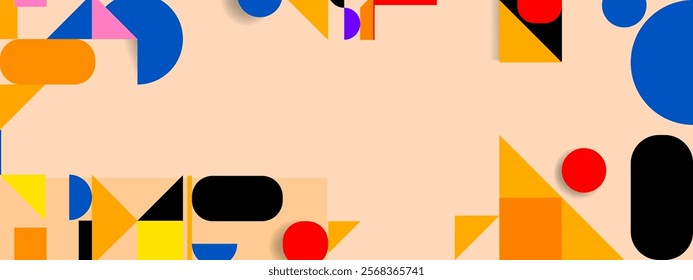 Abstract geometric shapes composition design vector background. Colorful minimalist poster, banner, web in Scandinavian style.