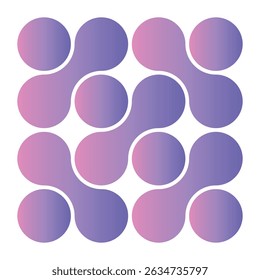 Abstract geometric shapes of connected molecules. Purple pattern of metabol dots on white background. Modern vector design.