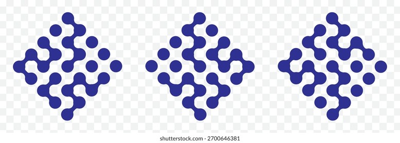 Formas geométricas abstratas de moléculas conectadas. Variedade Padrão colorido de pontos metabólicos no fundo branco. Vetor design moderno. fundo branco para banners, adesivos, impressões, cartazes. EPS 10.