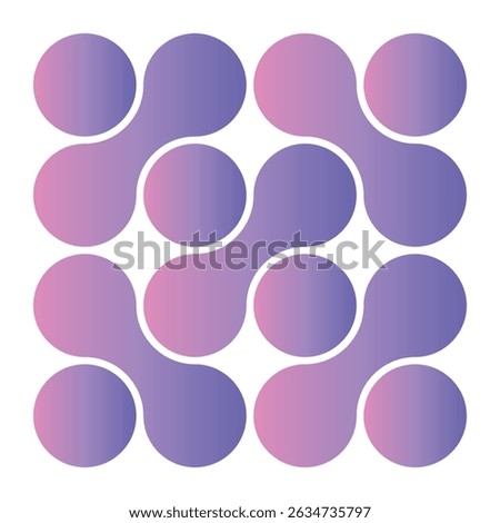 Abstract geometric shapes of connected molecules. Purple pattern of metabol dots on white background. Modern vector design.