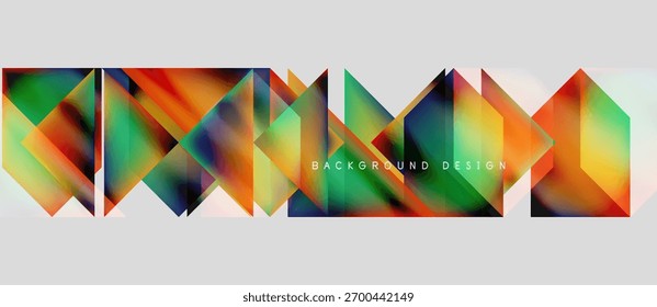 Abstract geometric shapes create vibrant background. Colorful triangles form repeating pattern, modern design element.