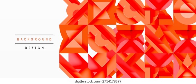 Abstract geometric shapes create vibrant red background. White space provides contrast, modern design element.