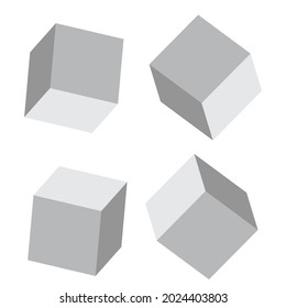 Abstrakte geometrische Formen aus Würfeln auf weißem Hintergrund
