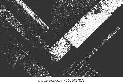 Formas geométricas Abstractas con una textura desgastada en blanco y gris oscuro.