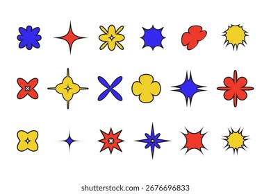 Abstract Geometric Shapes Doodle with Primary Colors