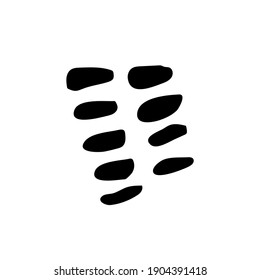 Resumen de formas geométricas en estilo doodle o garabato como elemento decorativo para el diseño contemporáneo de moda. Silueta negra aislada, ilustración vectorial.