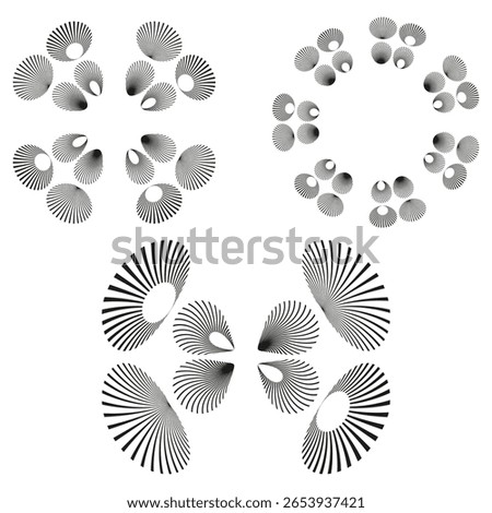 Abstract geometric shapes. Dot line pattern. Radial form Vector. Modern artistic illustration.