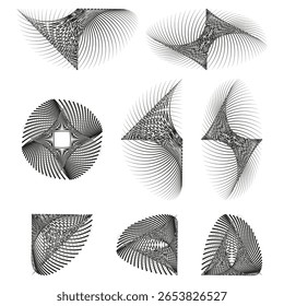Abstrait des formes géométriques. Motifs de ligne dynamiques. Éléments d'Image vectorielle modernes. Graphique d'illusion optique. EPS10.