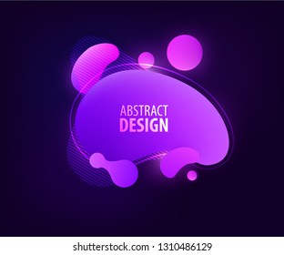 Abstract geometric shapes. Dynamical purple gradient pink color form, rounds and line. Futuristic trendy dynamic elements