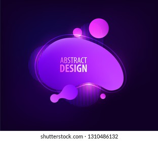 Abstract geometric shapes. Dynamical purple gradient pink color form, rounds and line. Futuristic trendy dynamic elements