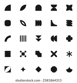 Abstract geometric shapes elements. Groovy brutal design aesthetic.