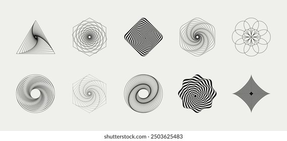 Abstrakte geometrische Formen, Elemente, Zeichen, Symbole, Symbole für Logo, Grafikdesign. С Geometrie