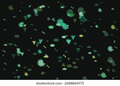 Formas geométricas Abstractas que flotan en un diseño creativo del fondo oscuro