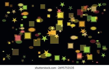 Abstract Geometric Shapes Floating in Space with Stars and Rectangles for Modern Design Concepts