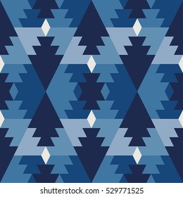 Abstract geometric shapes folk motif. Seamless pattern.