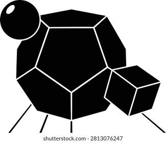Abstract geometric shapes forming a unique creature like figure