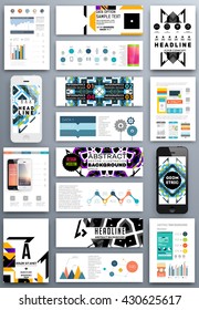 Abstract Geometric Shapes and Frames for Presentation, Annual Reports, Flyers, Brochures, Leaflets, Posters, Business Cards and Document Cover Pages Design. A4 Title Template.