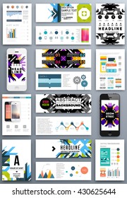 Abstract Geometric Shapes and Frames for Presentation, Annual Reports, Flyers, Brochures, Leaflets, Posters, Business Cards and Document Cover Pages Design. A4 Title Template.