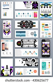 Abstract Geometric Shapes and Frames for Presentation, Annual Reports, Flyers, Brochures, Leaflets, Posters, Business Cards and Document Cover Pages Design. A4 Title Template.