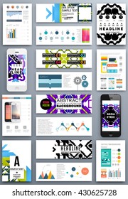 Abstract Geometric Shapes and Frames for Presentation, Annual Reports, Flyers, Brochures, Leaflets, Posters, Business Cards and Document Cover Pages Design. A4 Title Template.