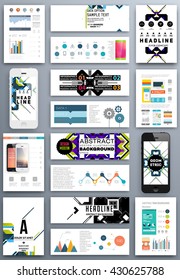Abstract Geometric Shapes and Frames for Presentation, Annual Reports, Flyers, Brochures, Leaflets, Posters, Business Cards and Document Cover Pages Design. A4 Title Template.