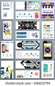 Abstract Geometric Shapes and Frames for Presentation, Annual Reports, Flyers, Brochures, Leaflets, Posters, Business Cards and Document Cover Pages Design. A4 Title Template.