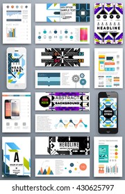 Abstract Geometric Shapes and Frames for Presentation, Annual Reports, Flyers, Brochures, Leaflets, Posters, Business Cards and Document Cover Pages Design. A4 Title Template.