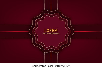 abstract geometric shapes and golden lines on dark red background. luxury style