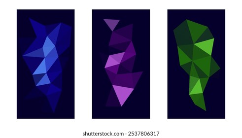 Abstrakte geometrische Formen mit Farbverlauf auf dunklem Hintergrund.