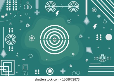 Abstract Geometric shapes with a green background 