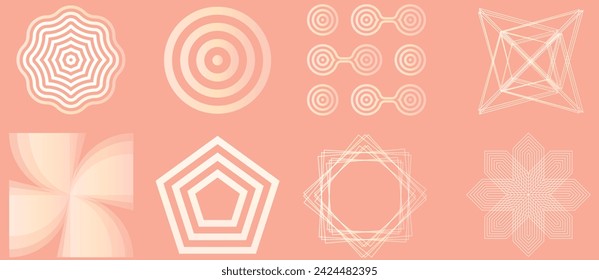 Abstract geometric shapes and grids on. Peach background. Vector illustration EPS10