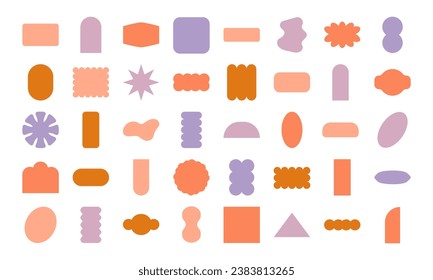 Abstract Geometric Shapes Hand Drawn. Doodle objects. Sticker shapes oval, rectangle, amoeba, flower. abstract background elements for branding, packaging, prints and social media posts.