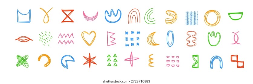 Abstract Geometric Shapes and Hand Drawn Minimalist Design Elements Set