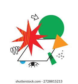 Formas geométricas abstratas e conjunto de elementos de design minimalistas desenhados à mão