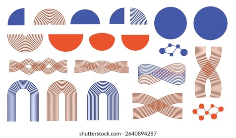 Abstract Geometric Shapes Harmony of Blue Red and Brown Artistic Composition Design