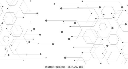 Formas geométricas abstratas e fundo de padrão hexágono para medicina, química, ciência e design de conceito de tecnologia. Padrão de hexágonos vetoriais para design médico, tecnológico ou científico.