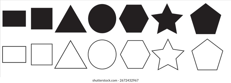 Abstract geometric shapes icon vector set. Basic geometric shape vector set on a white background.
