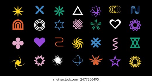 Abstract geometric shapes and icons .Swiss design aesthetic. Bauhaus memphis design.