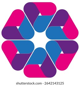 Abstract geometric shapes. Interlocking modern design. Dynamic connected elements. Vector teamwork concept.