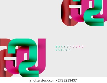 Formas geométricas Abstractas, diseño en capas. Los tonos rojos, verdes y plateados crean un impacto visual moderno. El fondo minimalista ofrece una estética limpia.