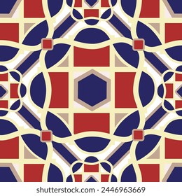 Abstract geometric shapes and line seamless pattern. Arabesque tile texture. Modern mosaic background for web site business graphics. 