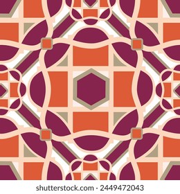 Abstract geometric shapes and line seamless pattern. Arabesque tile texture. Modern mosaic background for web site business graphics. 
