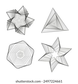Abstract Geometric Shapes. Linear Vector Designs. Modern Minimalist Art. Creative Line Patterns.