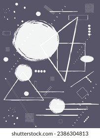 Abstract geometric shapes and lines, dots - element background design with two shapes, objects.