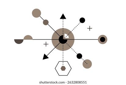 Abstract Geometric Shapes and Lines Tech Illustration Isolated on White. Graphic design elements and resources vector art