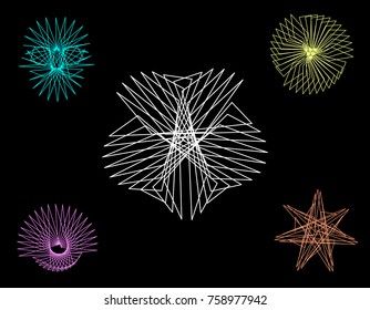 Abstract geometric shapes of lines. Vector outline illustration.Sacred geometry.