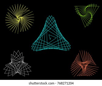 Abstract Geometric Shapes Of Lines. Vector Outline Illustration.Sacred Geometry.