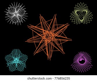 Abstract geometric shapes of lines. Vector outline illustration.Sacred geometry.